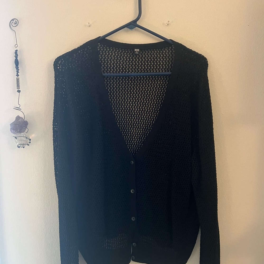 Uniqlo Black Open-Knit Cardigan